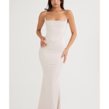 Olivette Crystal Satin Corset Maxi Dress - Endless - UAE Rental and Resale for Women's Fashion