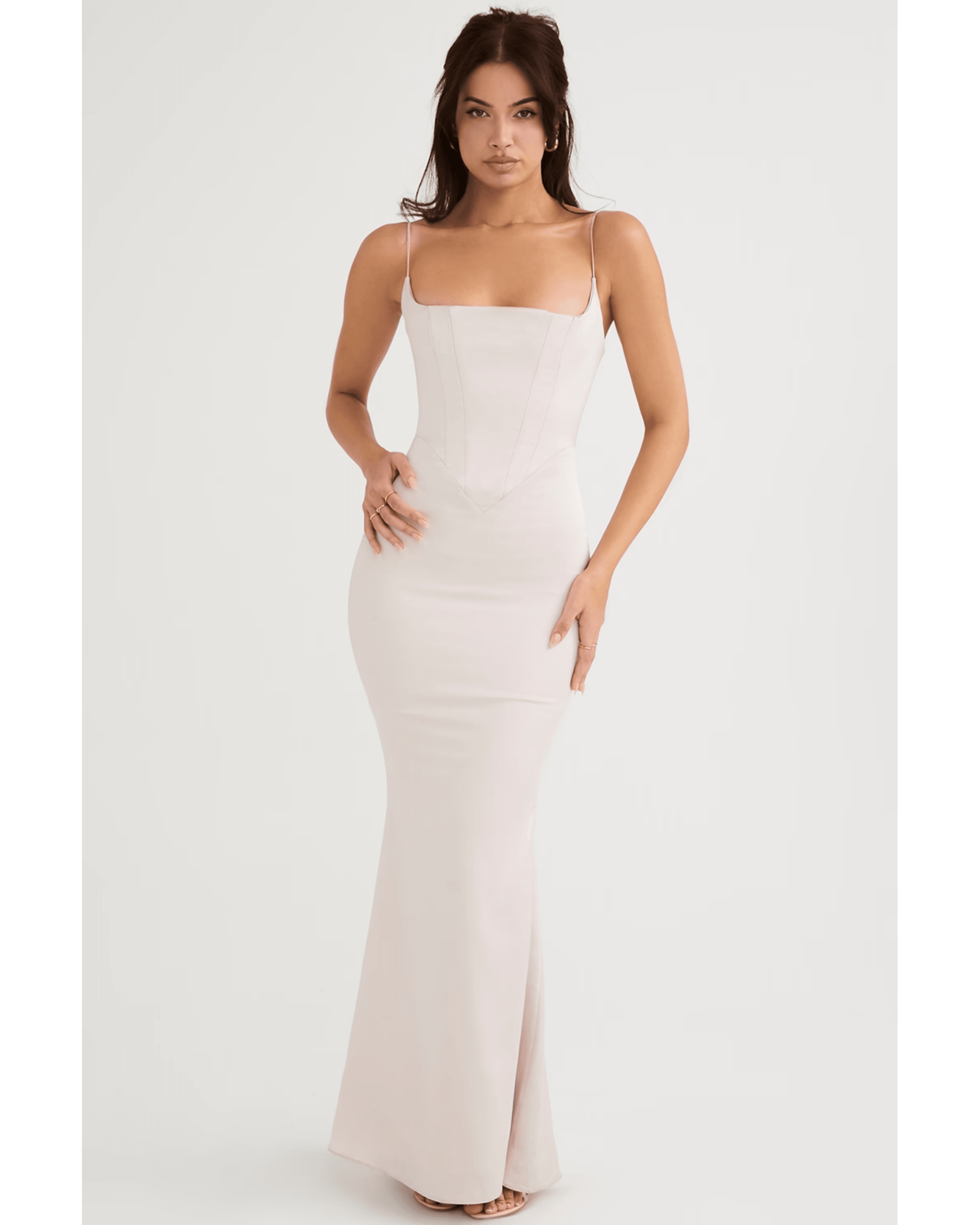 Olivette Crystal Satin Corset Maxi Dress - Endless - UAE Rental and Resale for Women's Fashion