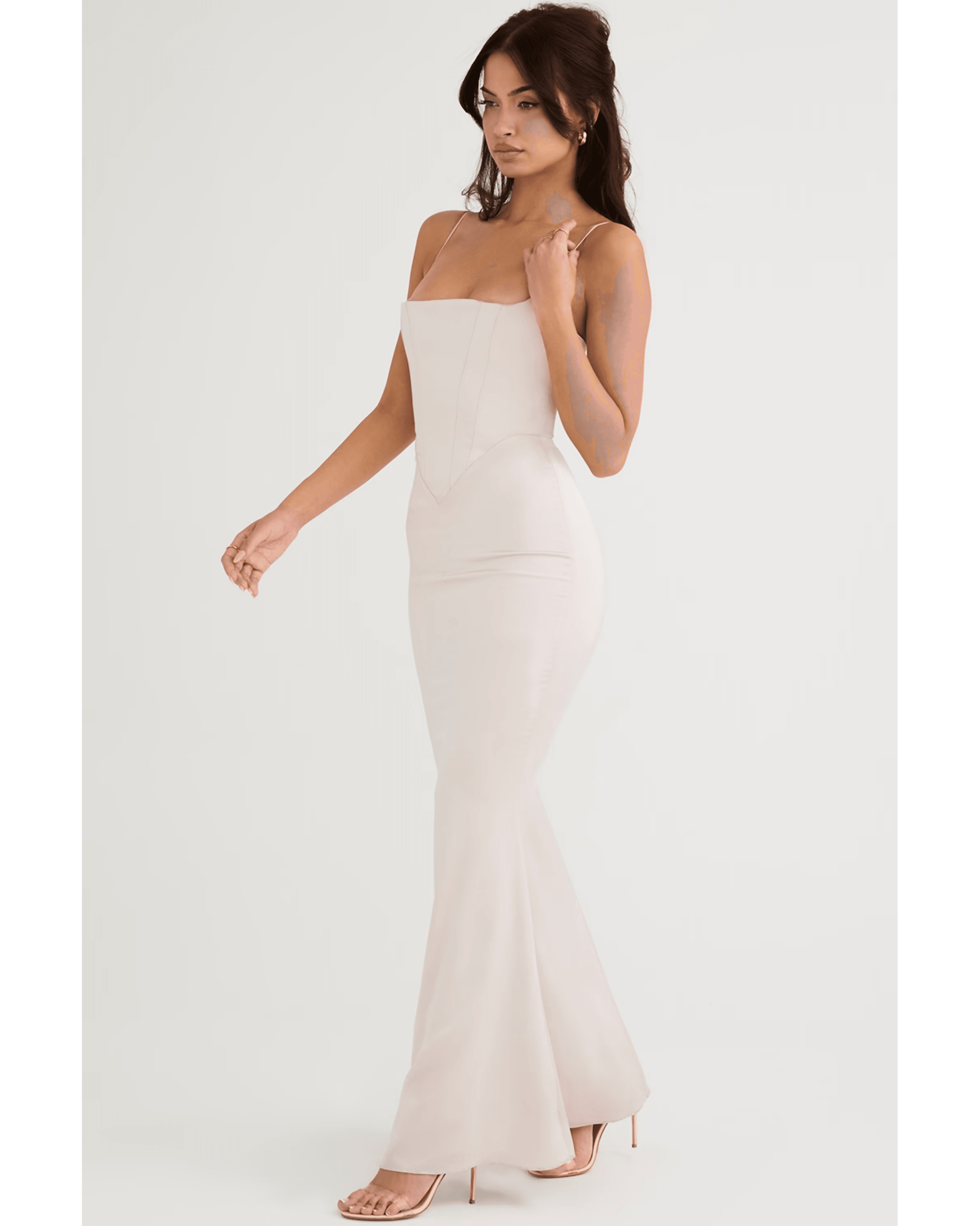 Olivette Crystal Satin Corset Maxi Dress - Endless - UAE Rental and Resale for Women's Fashion