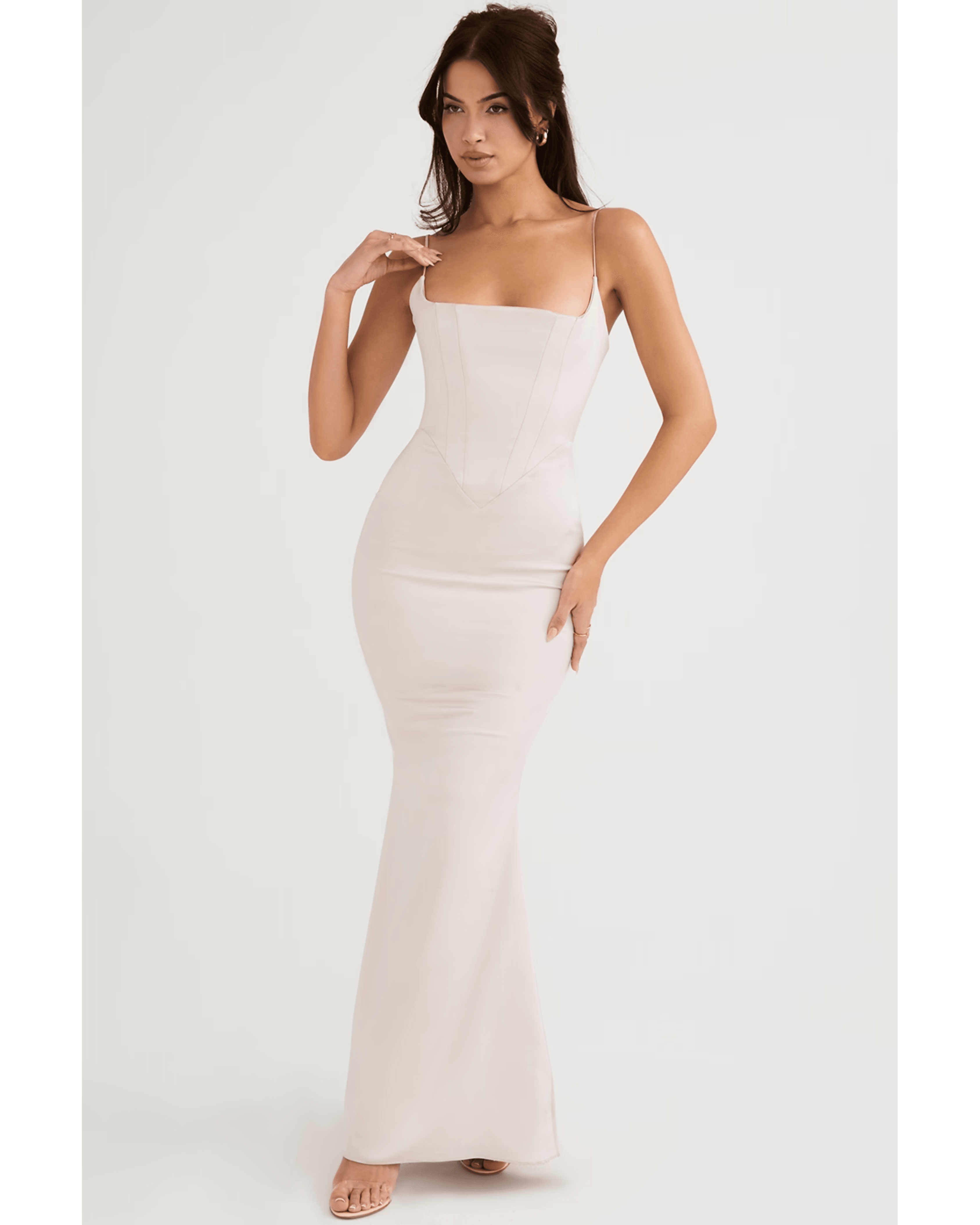 Olivette Crystal Satin Corset Maxi Dress - Endless - UAE Rental and Resale for Women's Fashion