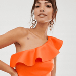 One Shoulder Frill Bodycon Dress - Endless - UAE Rental and Resale for Women's Fashion