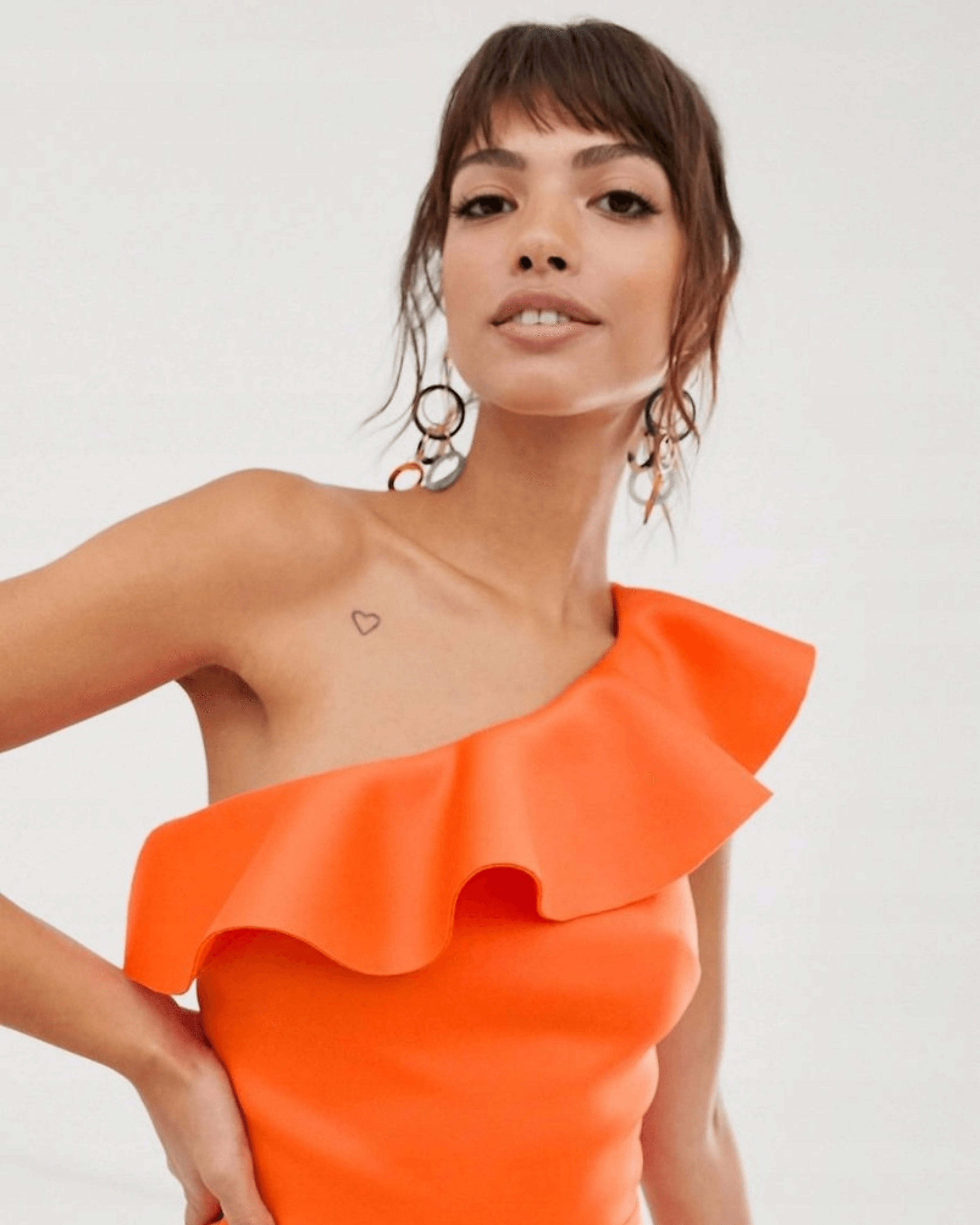 One Shoulder Frill Bodycon Dress - Endless - UAE Rental and Resale for Women's Fashion