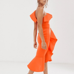 One Shoulder Frill Bodycon Dress - Endless - UAE Rental and Resale for Women's Fashion