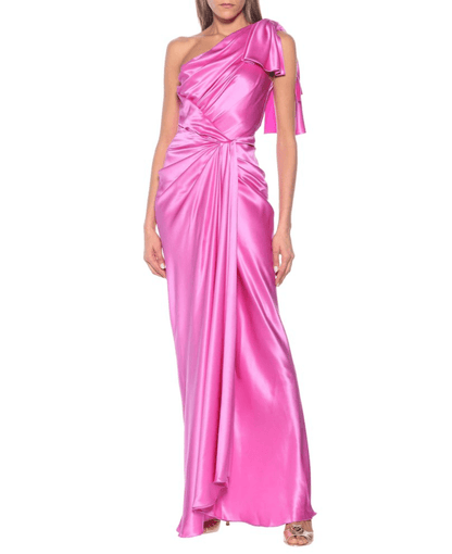 One Shoulder Pink Evening Dress Gown - Endless