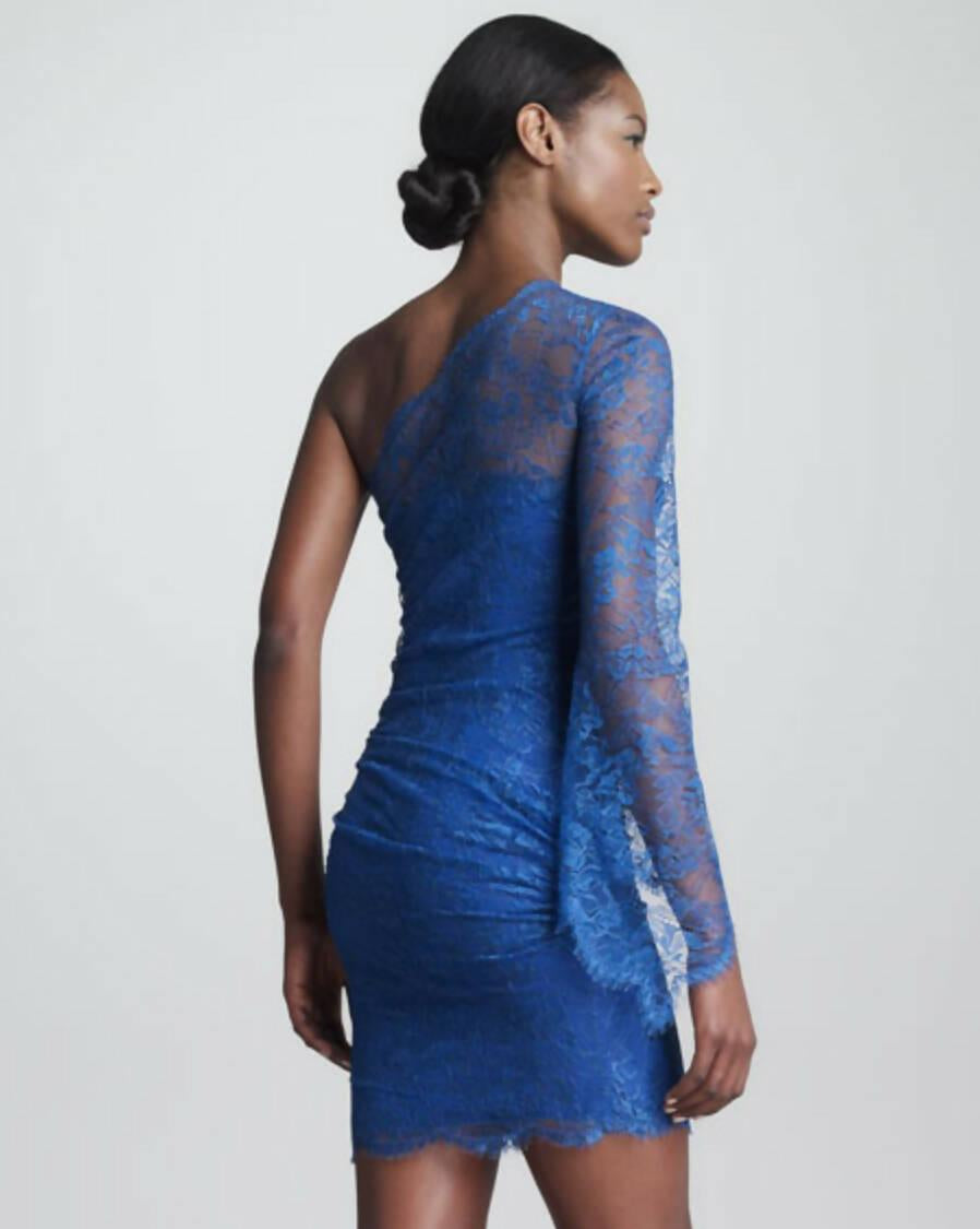 One Sleeved Lace Party Dress - Endless - UAE Rental and Resale for Women's Fashion