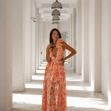 Orange Fuchsia Cassini Maxi Dress