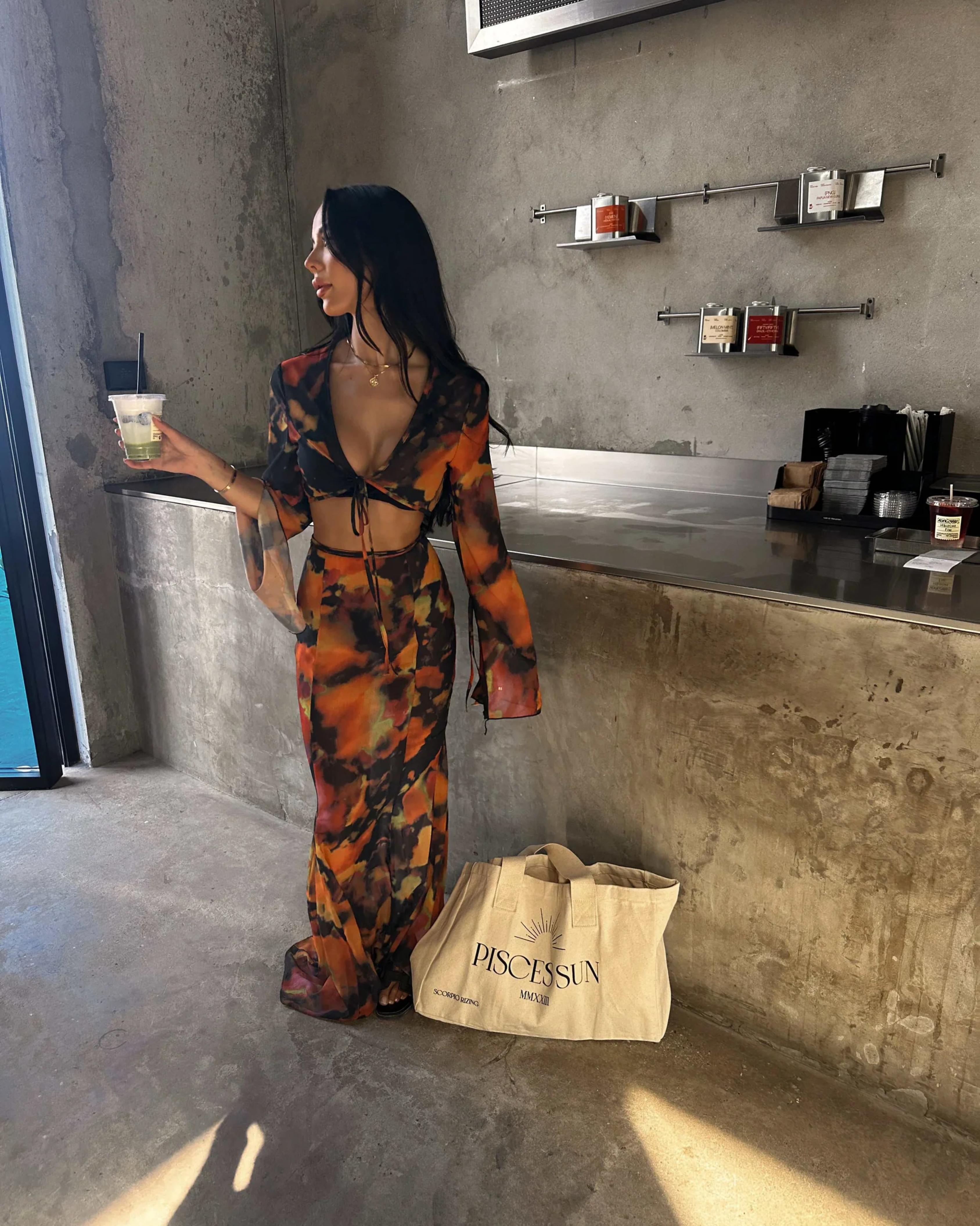 Orange Tie Dye Co-ord Set - Endless - UAE Rental and Resale for Women's Fashion