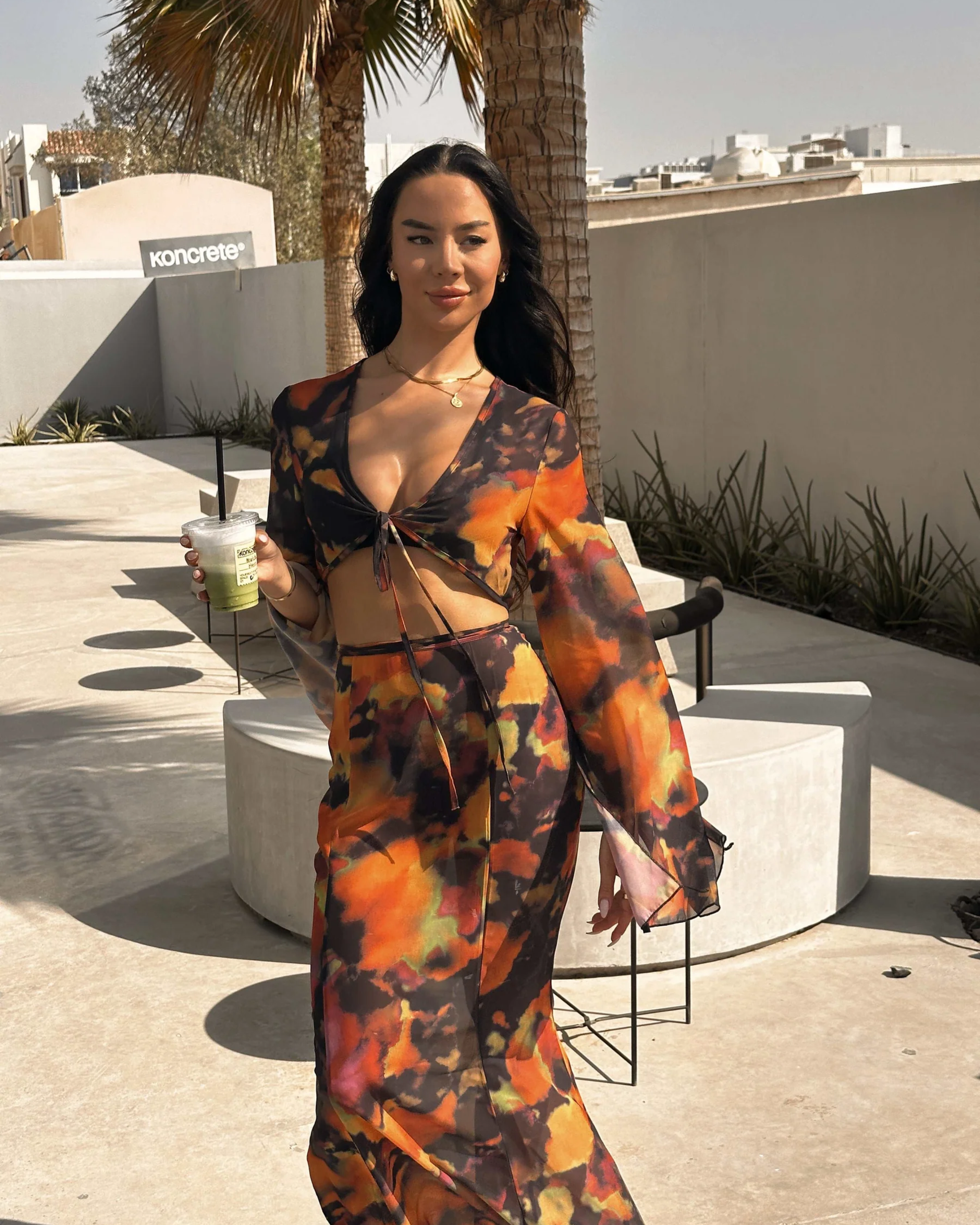 Orange Tie Dye Co-ord Set - Endless - UAE Rental and Resale for Women's Fashion
