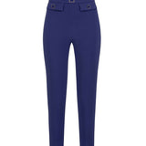 Woman wearing royal blue double-breasted tailored suit with black heels — Elisabetta Franchi | Endless UAE