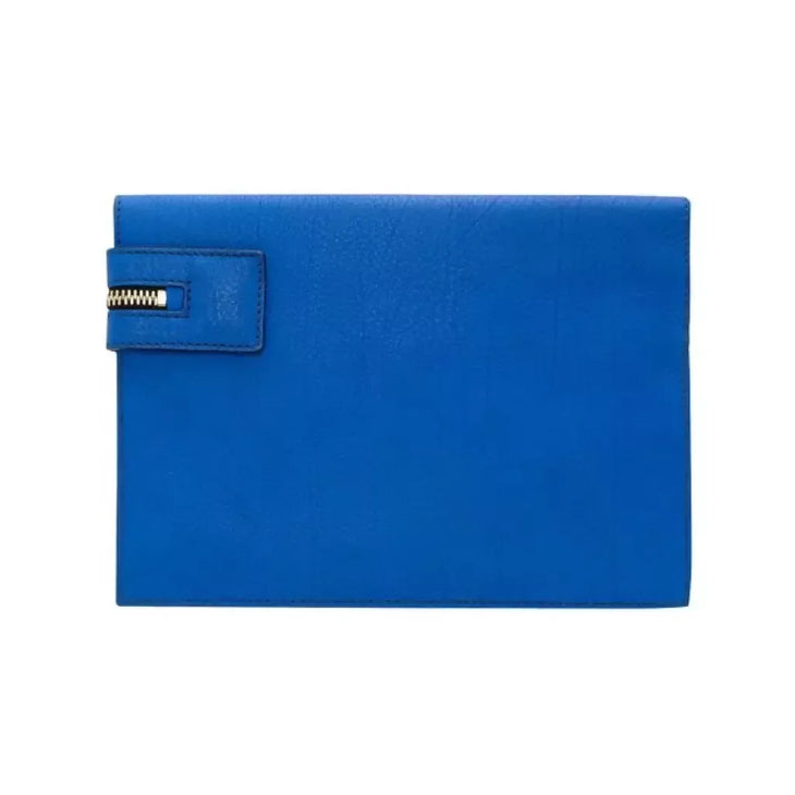 Blue snakeskin clutch with gold zip closure — Victoria Beckham | Endless UAE