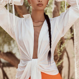 Paige White Draped Cotton Shirt