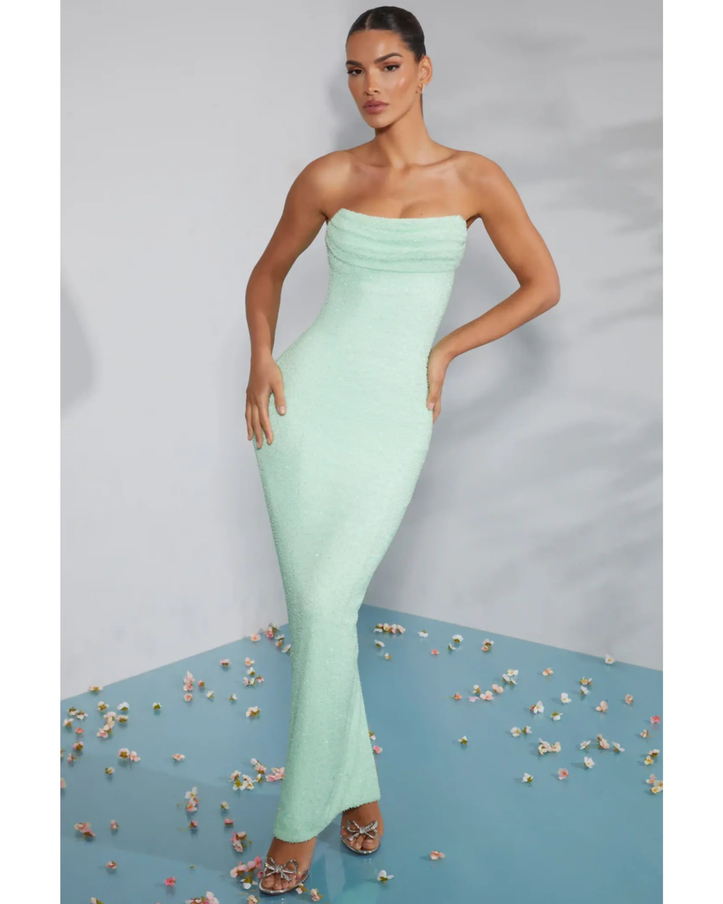 Palermo Embellished Bandeau Cowl Neck Maxi Dress - Endless - UAE Rental and Resale for Women's Fashion