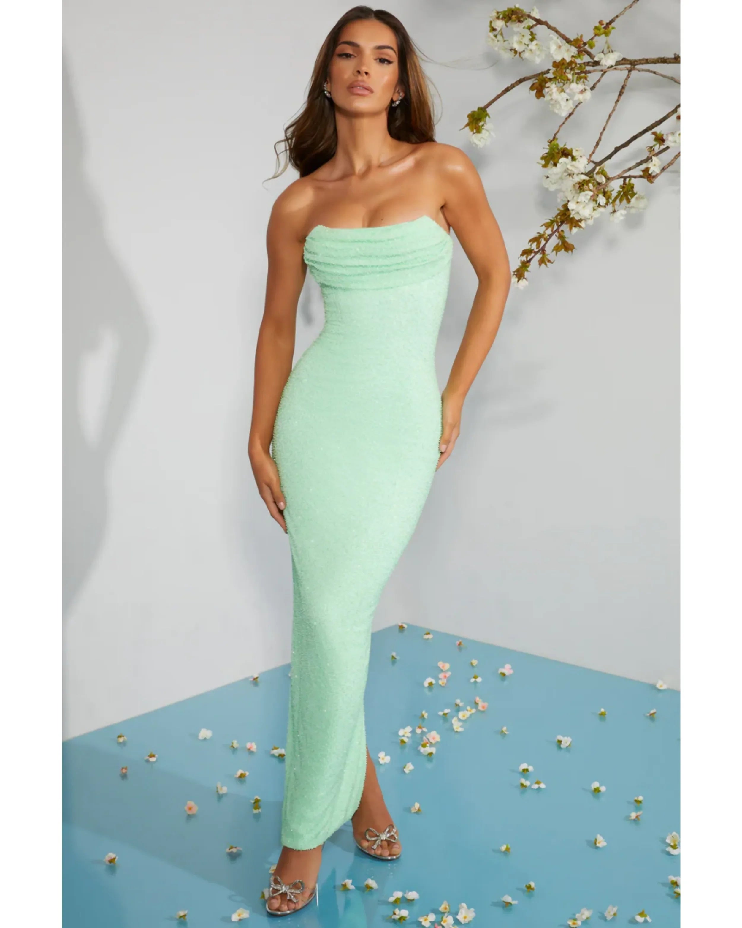 Palermo Embellished Bandeau Cowl Neck Maxi Dress - Endless - UAE Rental and Resale for Women's Fashion