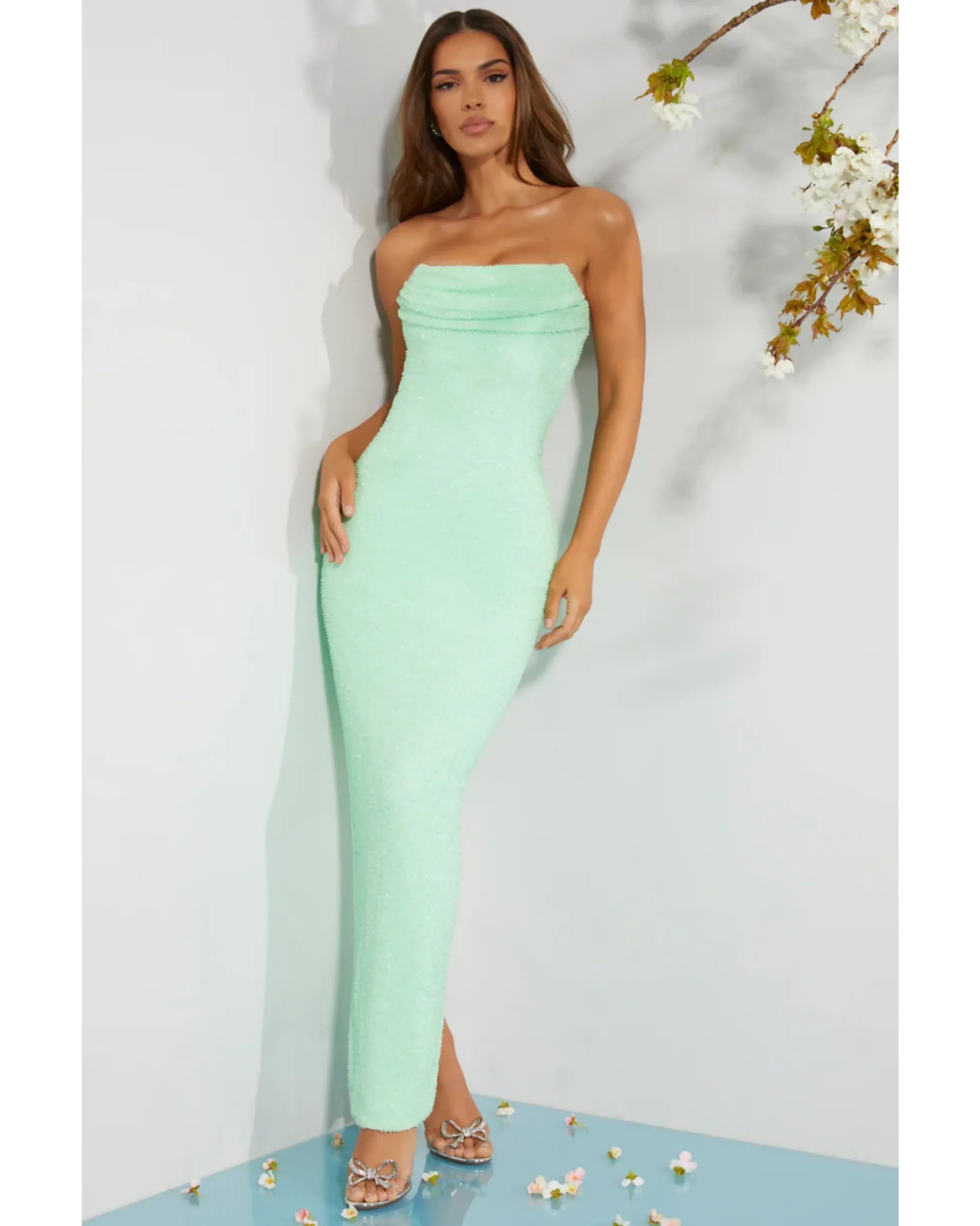 Palermo Embellished Bandeau Cowl Neck Maxi Dress - Endless - UAE Rental and Resale for Women's Fashion