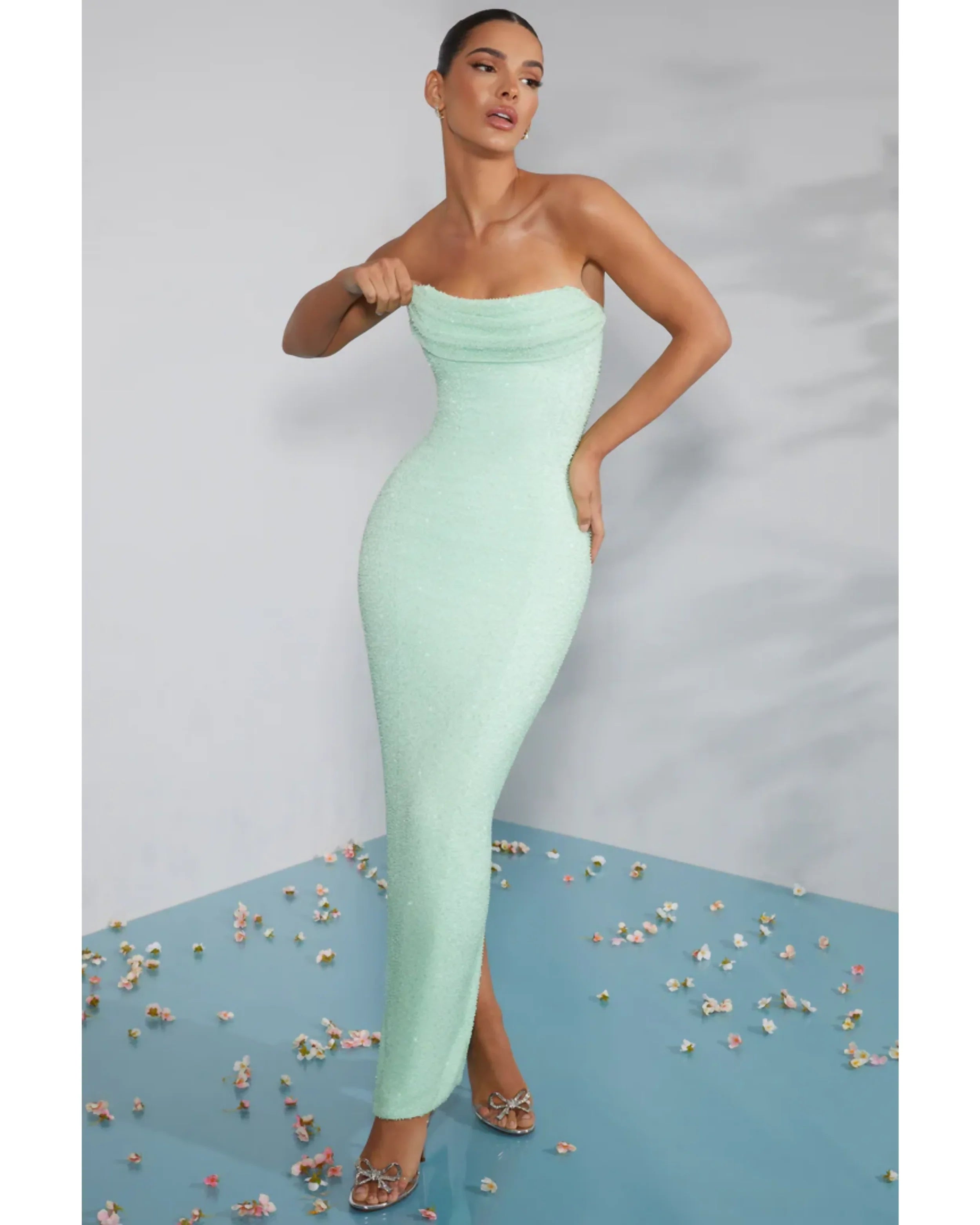 Palermo Embellished Bandeau Cowl Neck Maxi Dress - Endless - UAE Rental and Resale for Women's Fashion