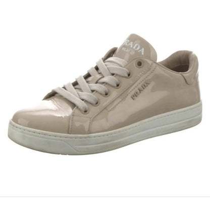 Patent Beige Leather Low Top Sneakers - Endless