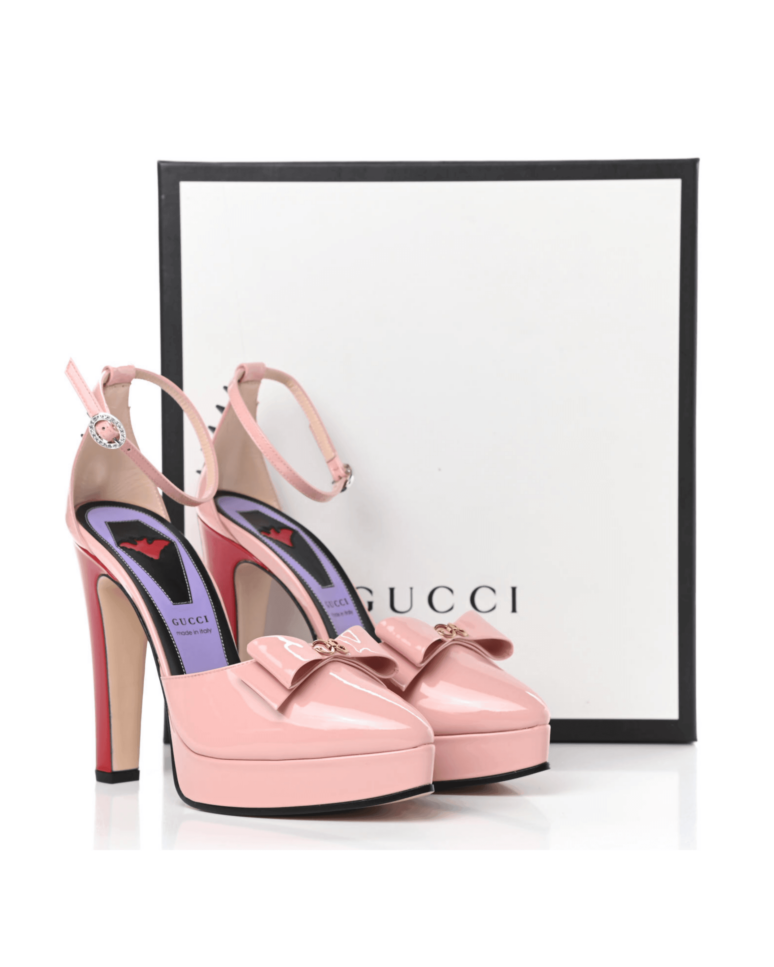 Patent Crystal GG Bow Sadie Spike Ankle Strap d'Orsay Platform High Heel Pumps - Endless - UAE Rental and Resale for Women's Fashion