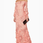 Peach Off-The-Shoulder 3D-Embroidered Gown - Endless - UAE Rental and Resale for Women's Fashion