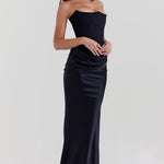 Persephone black strapless corset dress with ruched skirt — House of CB | Endless UAE