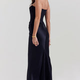 Persephone black strapless corset dress with ruched skirt — House of CB | Endless UAE