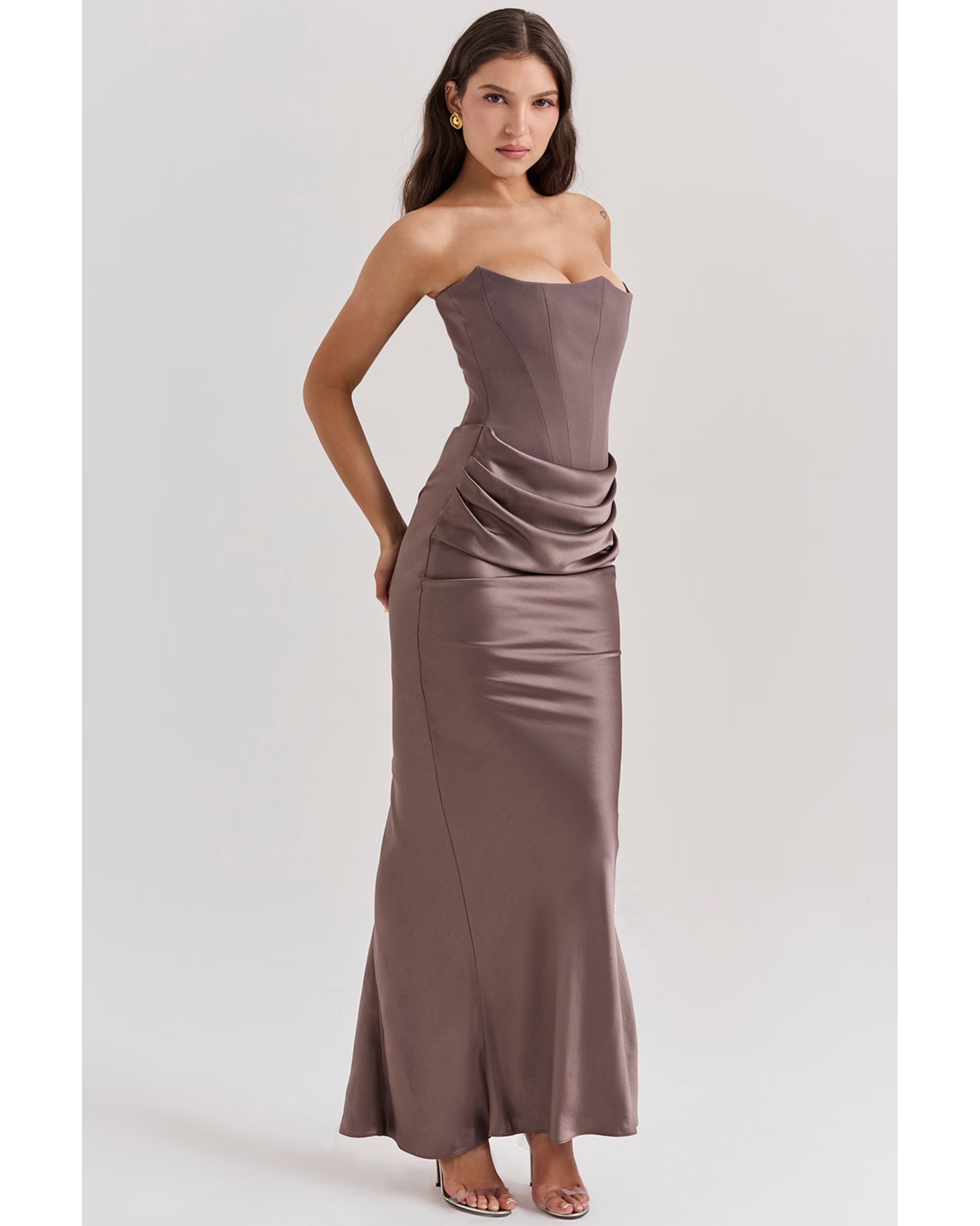 Persephone Smoke Strapless Corset Maxi Dress - Endless - UAE Rental and Resale for Women's Fashion