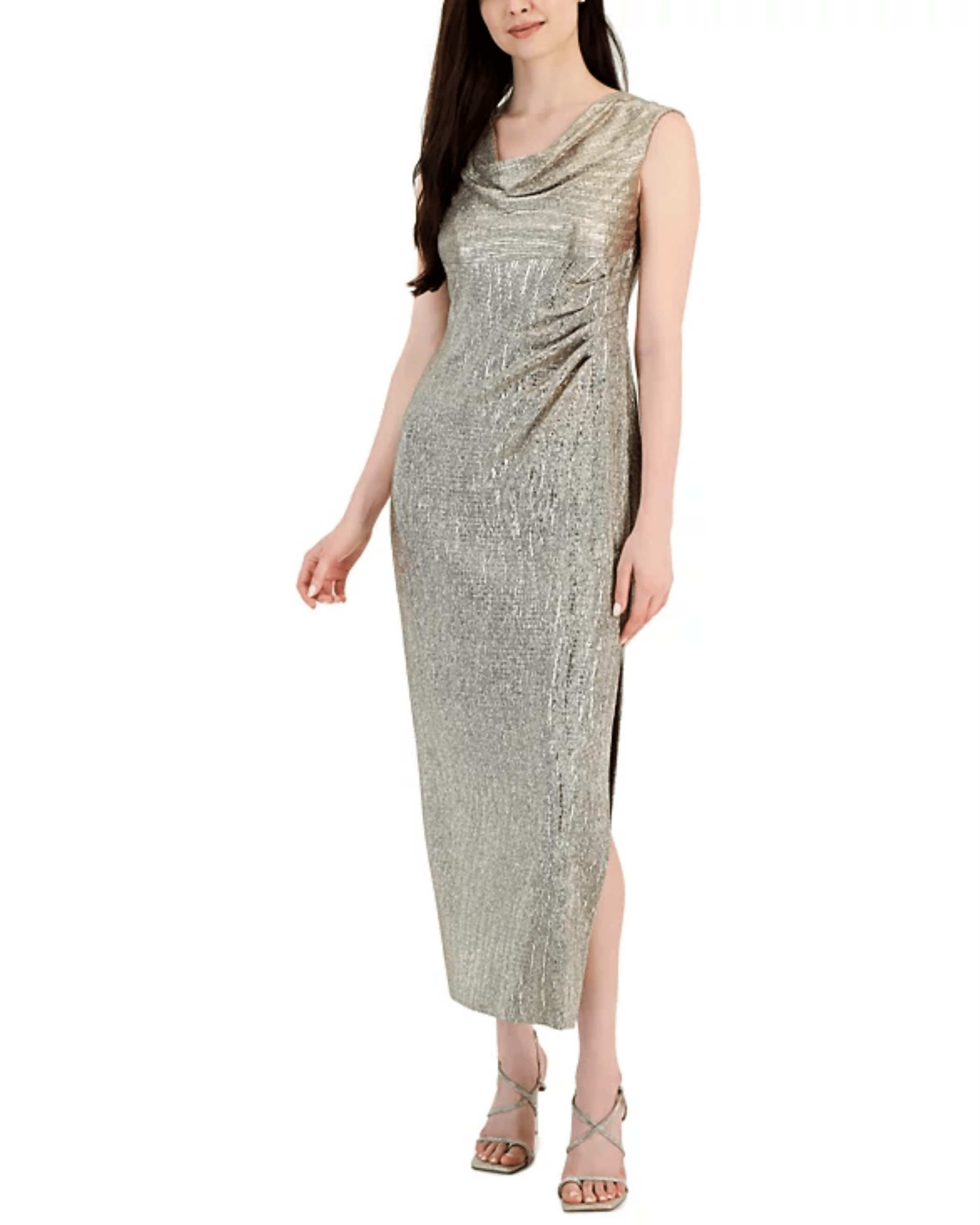 Petite Cowlneck Metallic Gown - Endless - UAE Rental and Resale for Women's Fashion