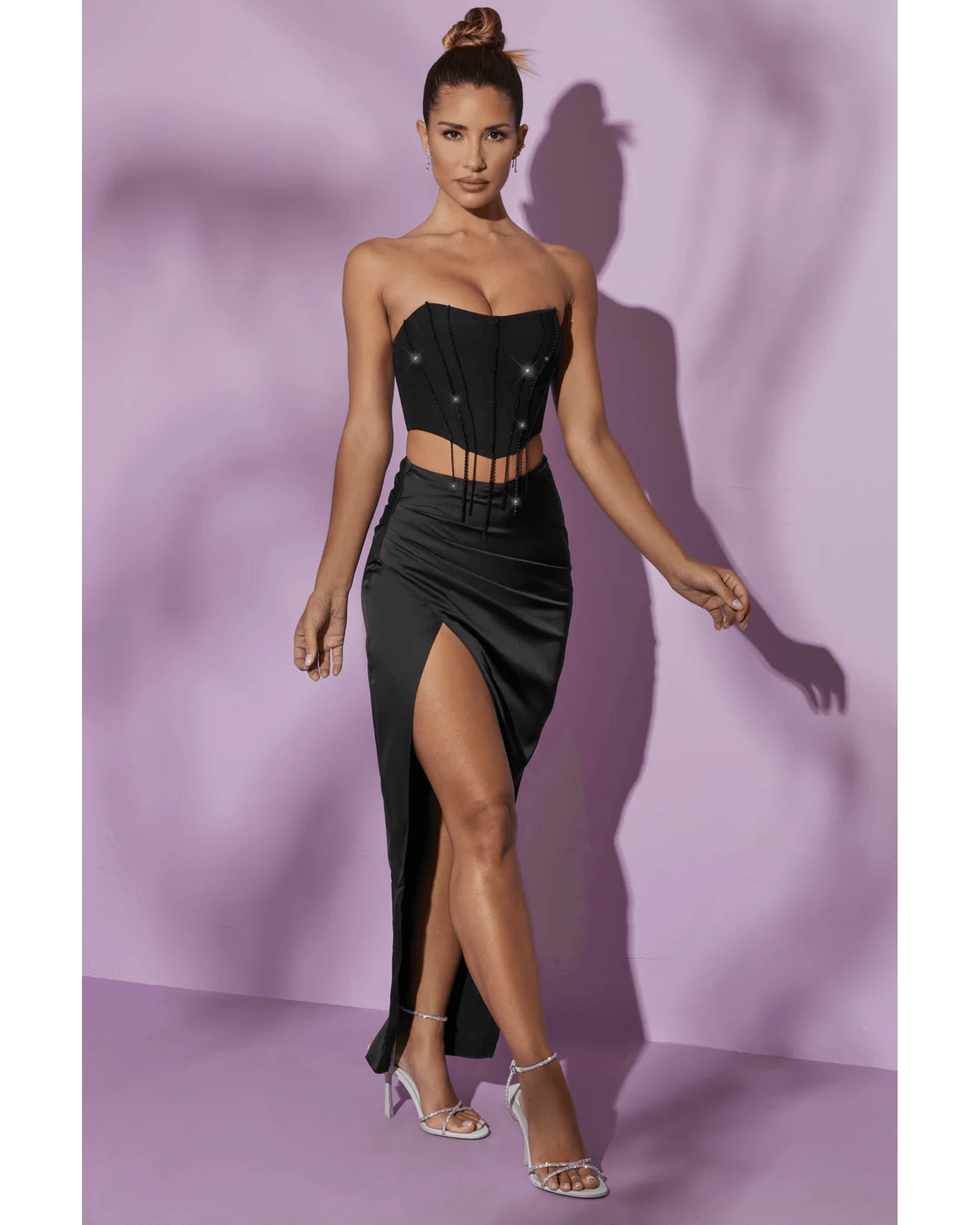 Pia Satin Embellished Co-ord Set - Endless - UAE Rental and Resale for Women's Fashion