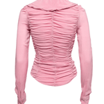 Pink Chiffon Ruffled Collar Ruched - Endless - UAE Rental and Resale for Women's Fashion