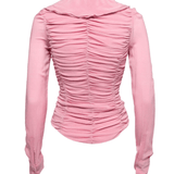Pink Chiffon Ruffled Collar Ruched - Endless - UAE Rental and Resale for Women's Fashion