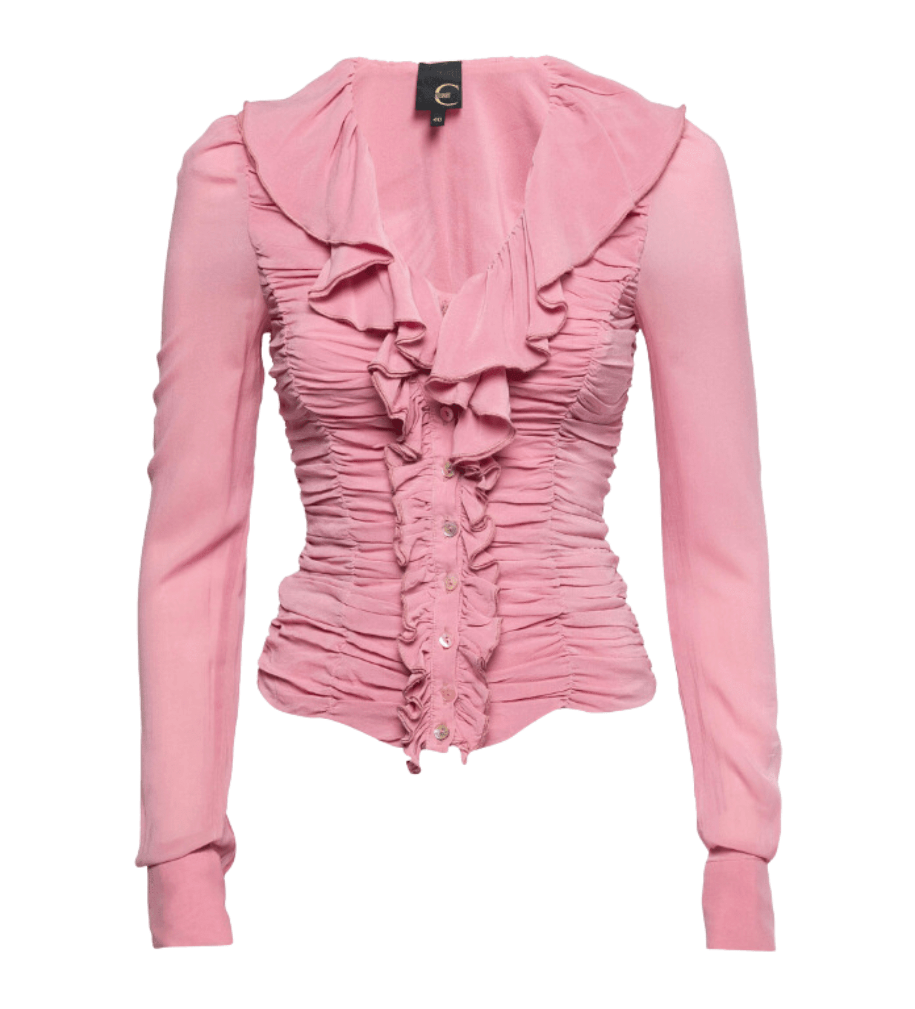 Pink Chiffon Ruffled Collar Ruched - Endless - UAE Rental and Resale for Women's Fashion