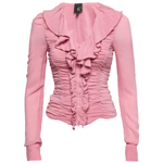Pink Chiffon Ruffled Collar Ruched - Endless - UAE Rental and Resale for Women's Fashion