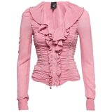 Pink Chiffon Ruffled Collar Ruched - Endless - UAE Rental and Resale for Women's Fashion