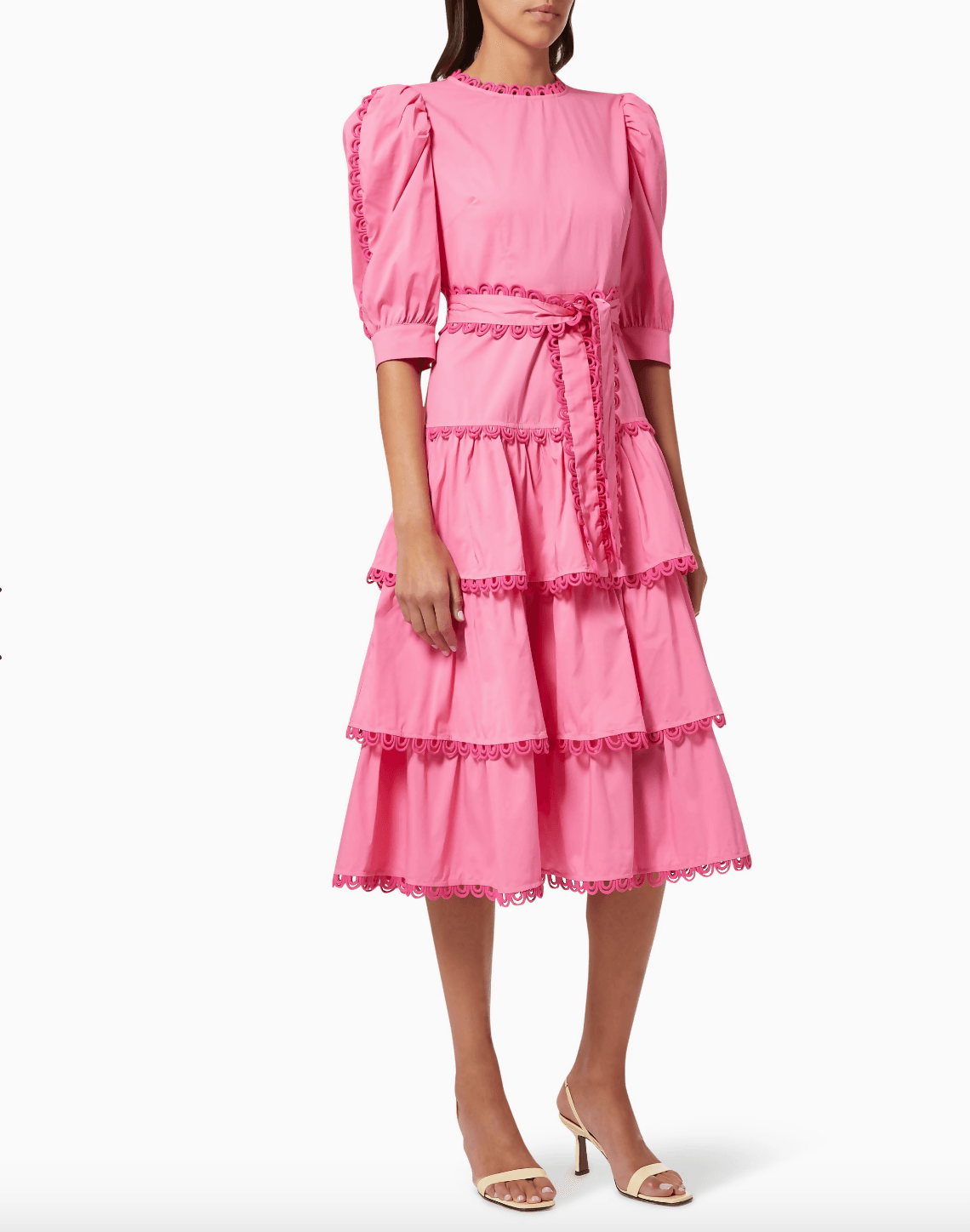 Pink Tiered Azucena Midi Dress - Endless - UAE Rental and Resale for Women's Fashion