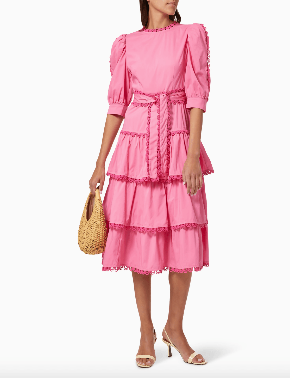 Pink Tiered Azucena Midi Dress - Endless - UAE Rental and Resale for Women's Fashion
