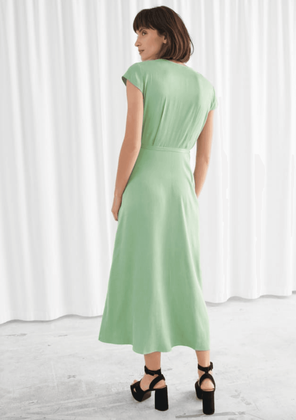 Pistachio Wrap Midi Dress - Endless - UAE Rental and Resale for Women's Fashion