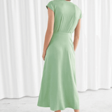 Pistachio Wrap Midi Dress - Endless - UAE Rental and Resale for Women's Fashion