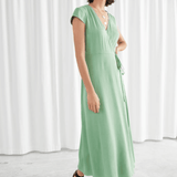 Pistachio Wrap Midi Dress - Endless - UAE Rental and Resale for Women's Fashion