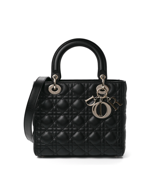 Lambskin Cannage Medium Lady Dior Black