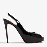 Black patent leather peep toe platform slingback heels with red sole — Christian Louboutin | Endless UAE