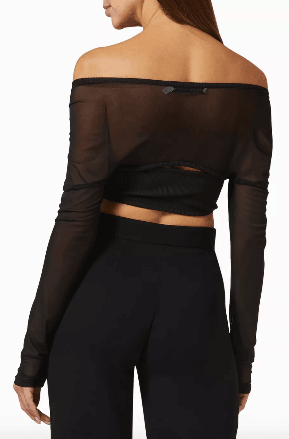 Polar Orbit Ruched Shawl Crop Top in Ribbed-knit - Endless - UAE Rental and Resale for Women's Fashion