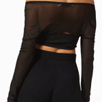 Polar Orbit Ruched Shawl Crop Top in Ribbed-knit - Endless - UAE Rental and Resale for Women's Fashion
