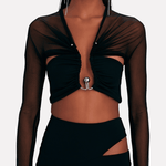 Polar Orbit Ruched Shawl Crop Top in Ribbed-knit - Endless - UAE Rental and Resale for Women's Fashion