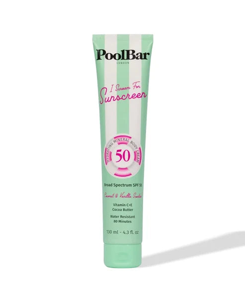 Poolbar I Scream For Sunscreen SPF 50 mineral sunscreen tube in green packaging — Powder Beauty | Endless UAE
