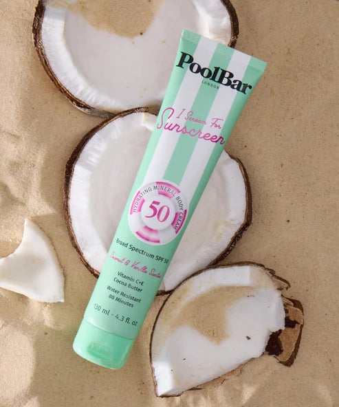 Poolbar I Scream For Sunscreen SPF 50 mineral sunscreen tube in green packaging — Powder Beauty | Endless UAE