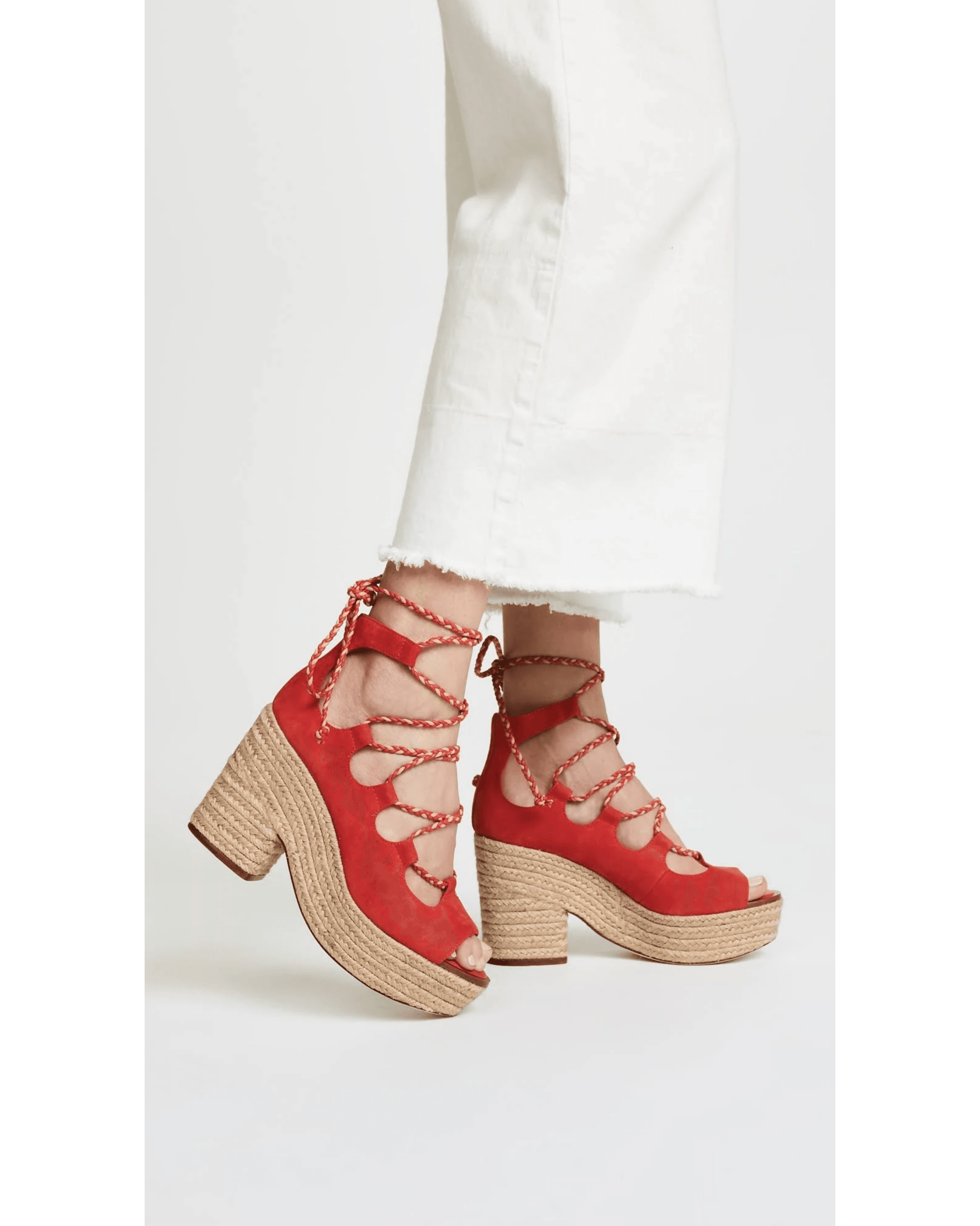 Positano Suede Lace Up Espadrille Platform Sandals - Endless