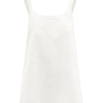 White cotton-drill mini dress with embossed triangle logo and adjustable straps — Prada | Endless UAE