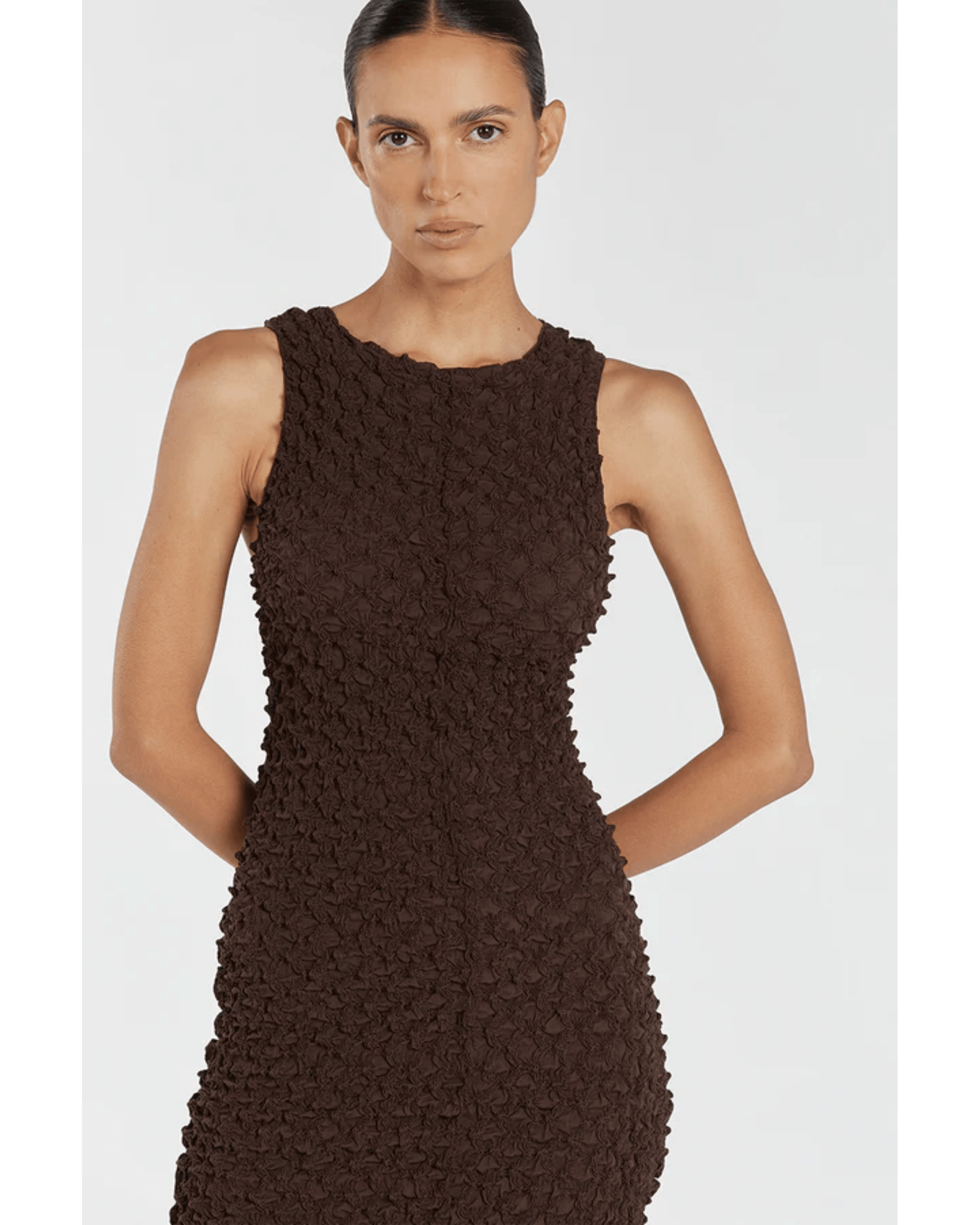 Presley Choc Crew Neck Midi Dress - Endless - UAE Rental and Resale for Women's Fashion