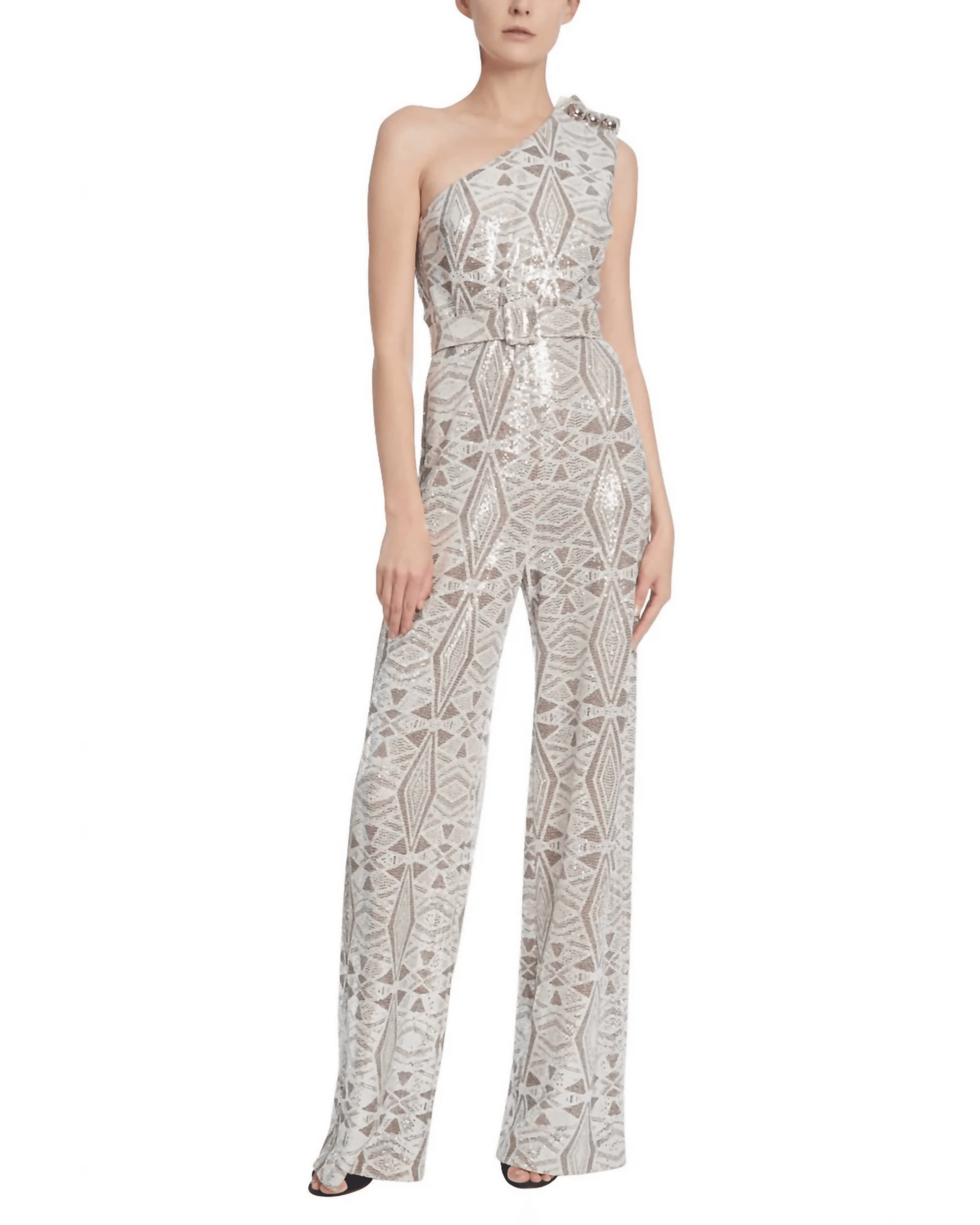 Printed Sequin Asymmetrical Jumpsuit - Endless - UAE Rental and Resale for Women's Fashion