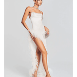Priscilla Feather Dress in White - Endless - UAE Rental and Resale for Women's Fashion
