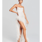 Priscilla Feather Dress in White - Endless - UAE Rental and Resale for Women's Fashion